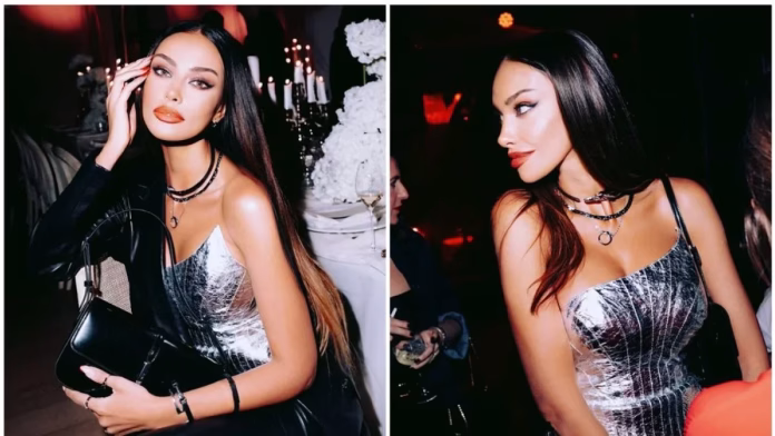 „O zeiță”. Mădălina Ghenea, apariție de senzație la un eveniment din Italia: a purtat un corset metalizat și pantaloni mulați, de piele