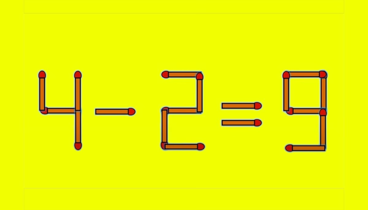 Test de inteligență | Pentru a corecta 4 – 2 = 9 este nevoie să mutați un singur chibrit