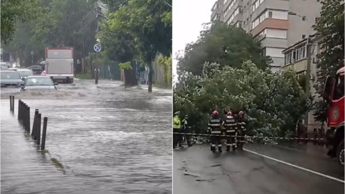 FOTO / VIDEO Ploile abundente au paralizat Bucureștiului. Străzi inundate, blocaj în zona liniei de centură și linii STB deviate