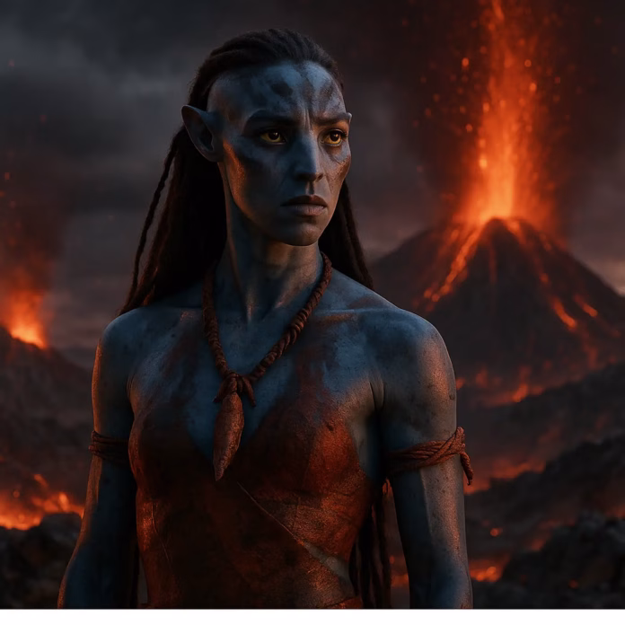 Varang, lidera clanului Ash People, în trailerul Avatar Fire and Ash cu vulcani în erupție pe Pandora
