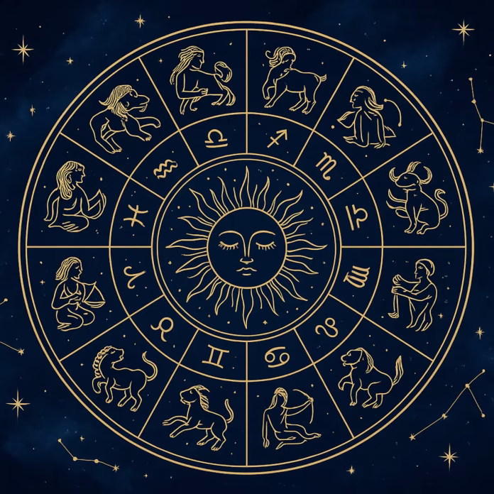 Horoscop 3 august 2025 – imagine cu zodiac circular și constelații pentru varianta rezumat